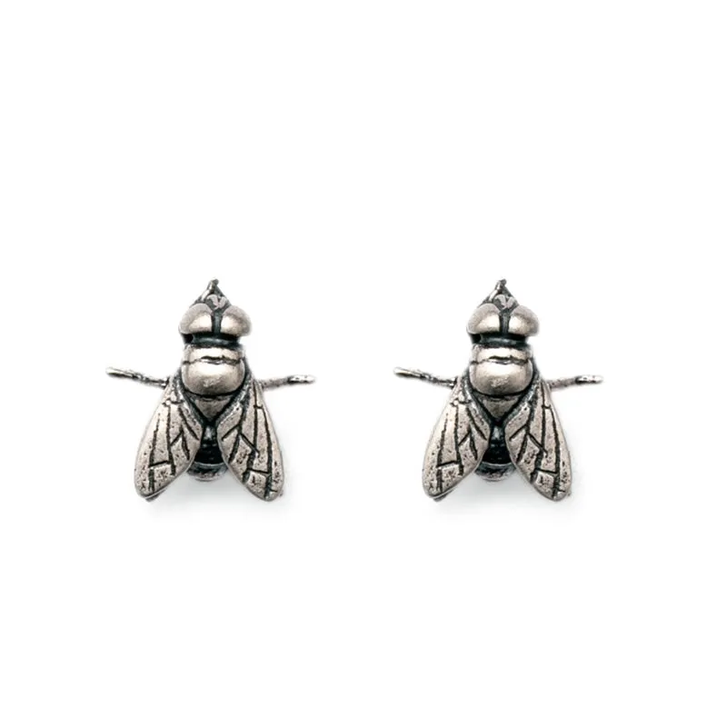 Sterling Silver Fly Stud Earrings