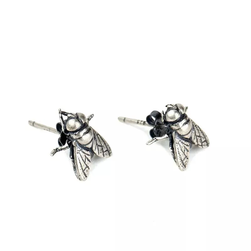 Sterling Silver Fly Stud Earrings