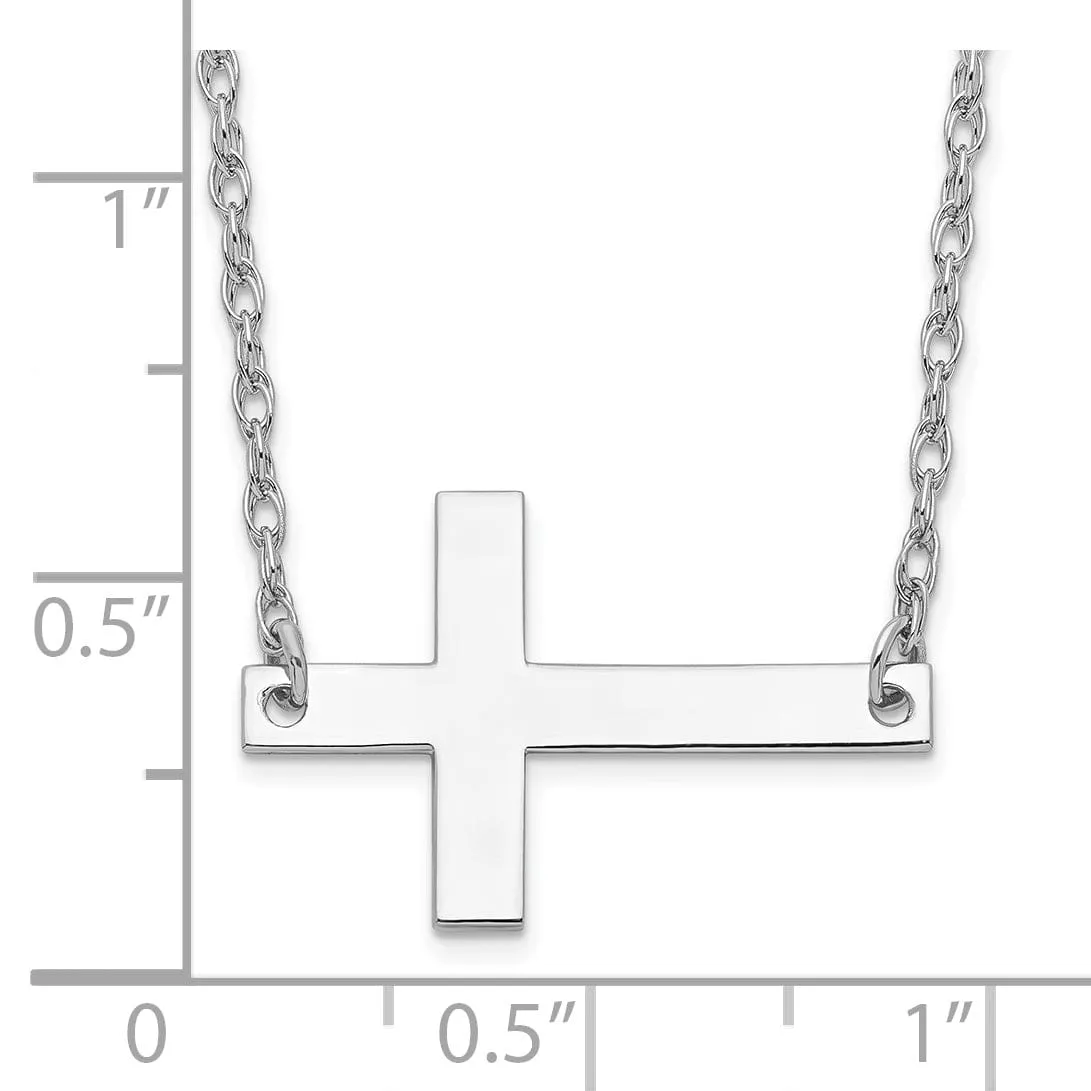 Sterling Silver Large Sideways Cross Necklace