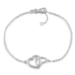 Sterling Silver Linked Hearts Bracelet