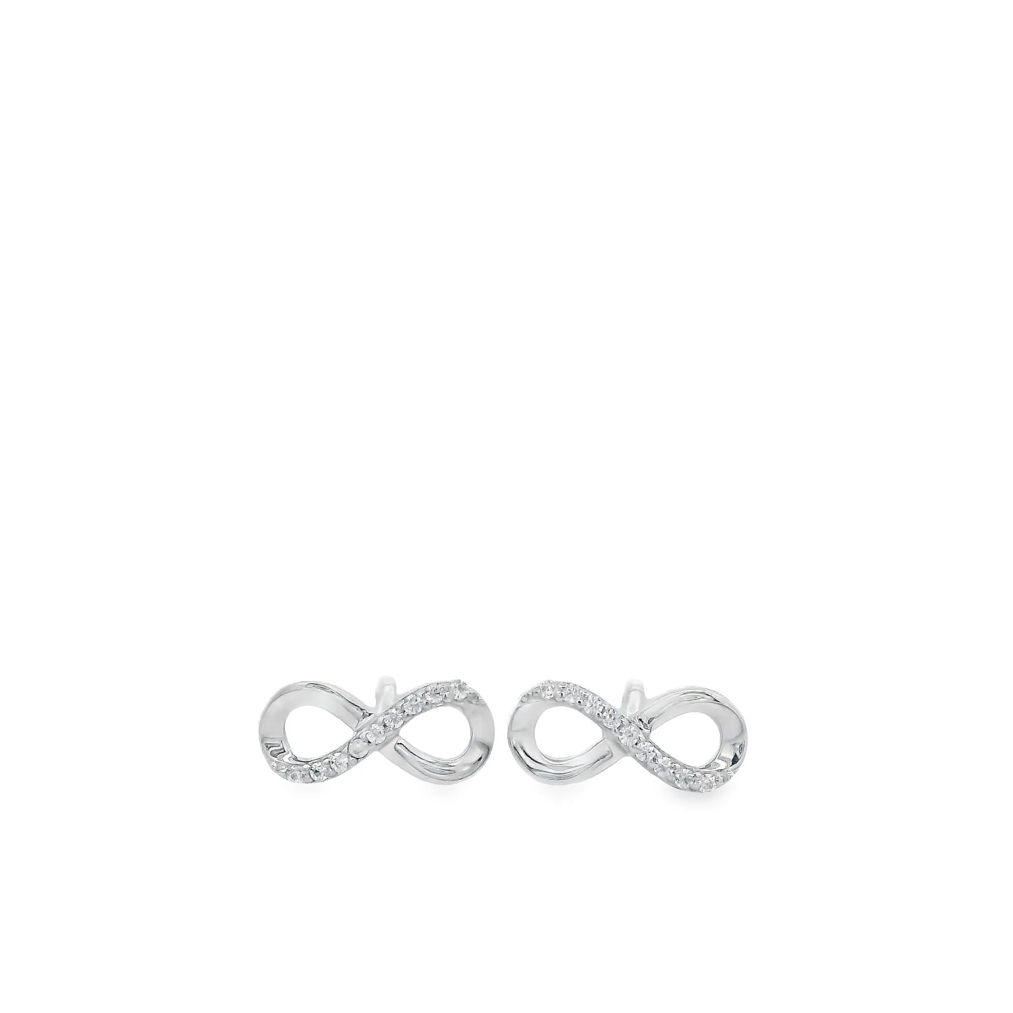 Sterling Silver Rhodium Plated Cubic Zirconia Infinity Stud Earrings