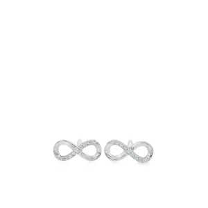 Sterling Silver Rhodium Plated Cubic Zirconia Infinity Stud Earrings