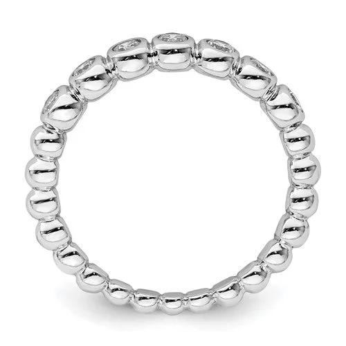 Sterling Silver Rhodium Plated CZ Bubble Band
