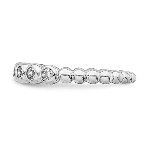 Sterling Silver Rhodium Plated CZ Bubble Band