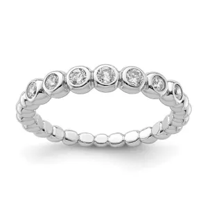 Sterling Silver Rhodium Plated CZ Bubble Band