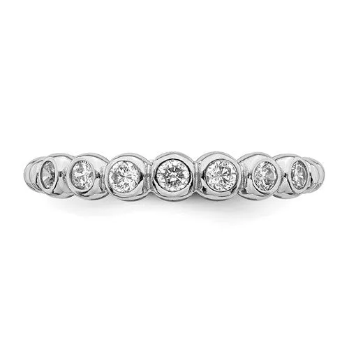 Sterling Silver Rhodium Plated CZ Bubble Band