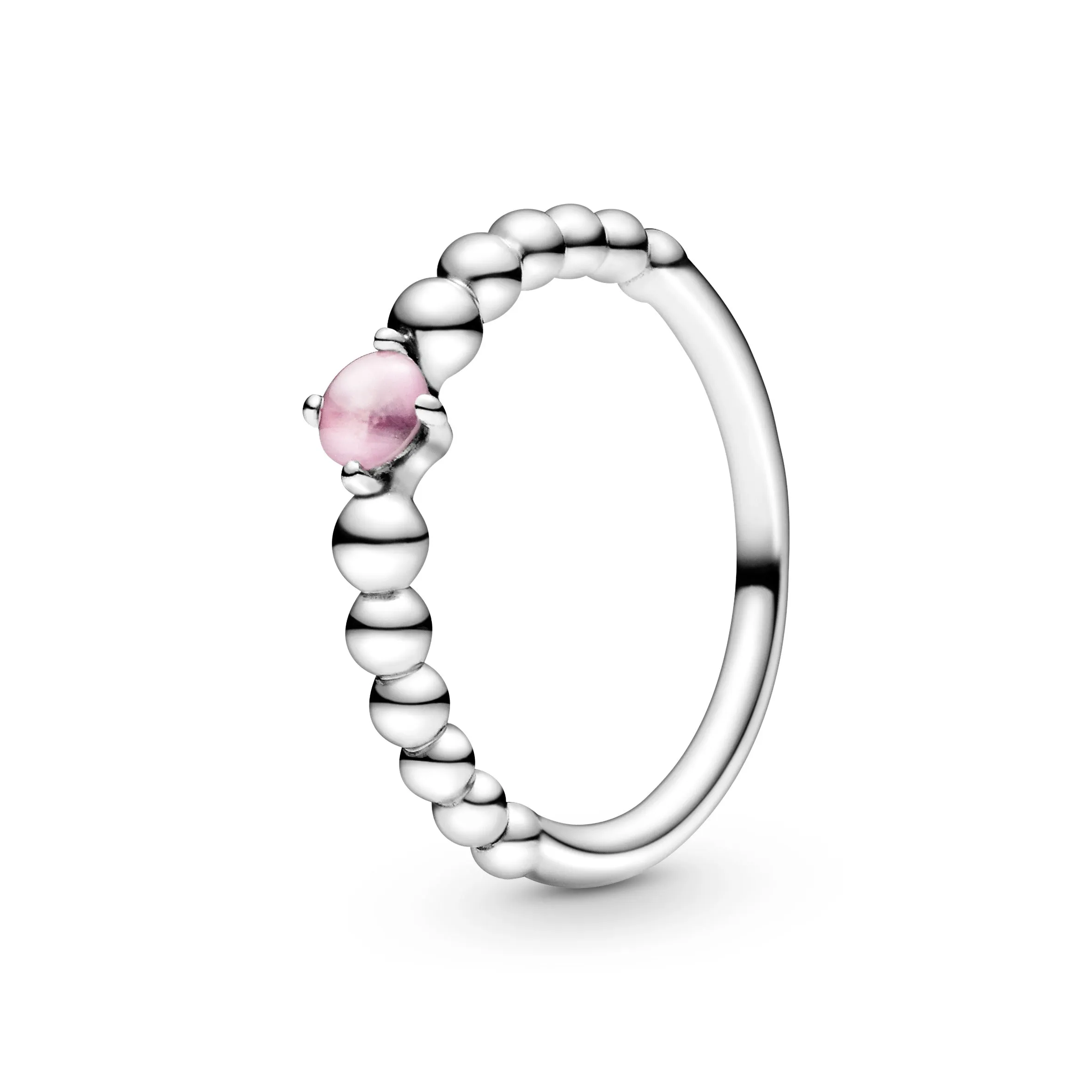 Sterling silver ring with treated petal pink topaz