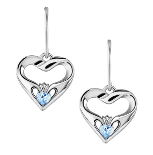 Sterling Silver Sky Blue CZ UES-16436SB Modern Claddagh Earrings