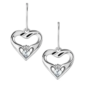 Sterling Silver White CZ UES-16436CZ Modern Claddagh Earrings