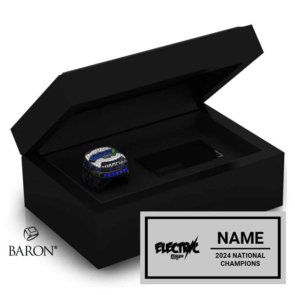 Stingrays Allstars Electric Cheer 2024 Championship Black Standard Window Ring Box