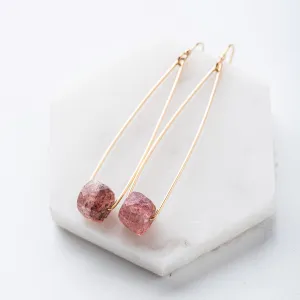 Strawberry Quartz Cubist Earrings