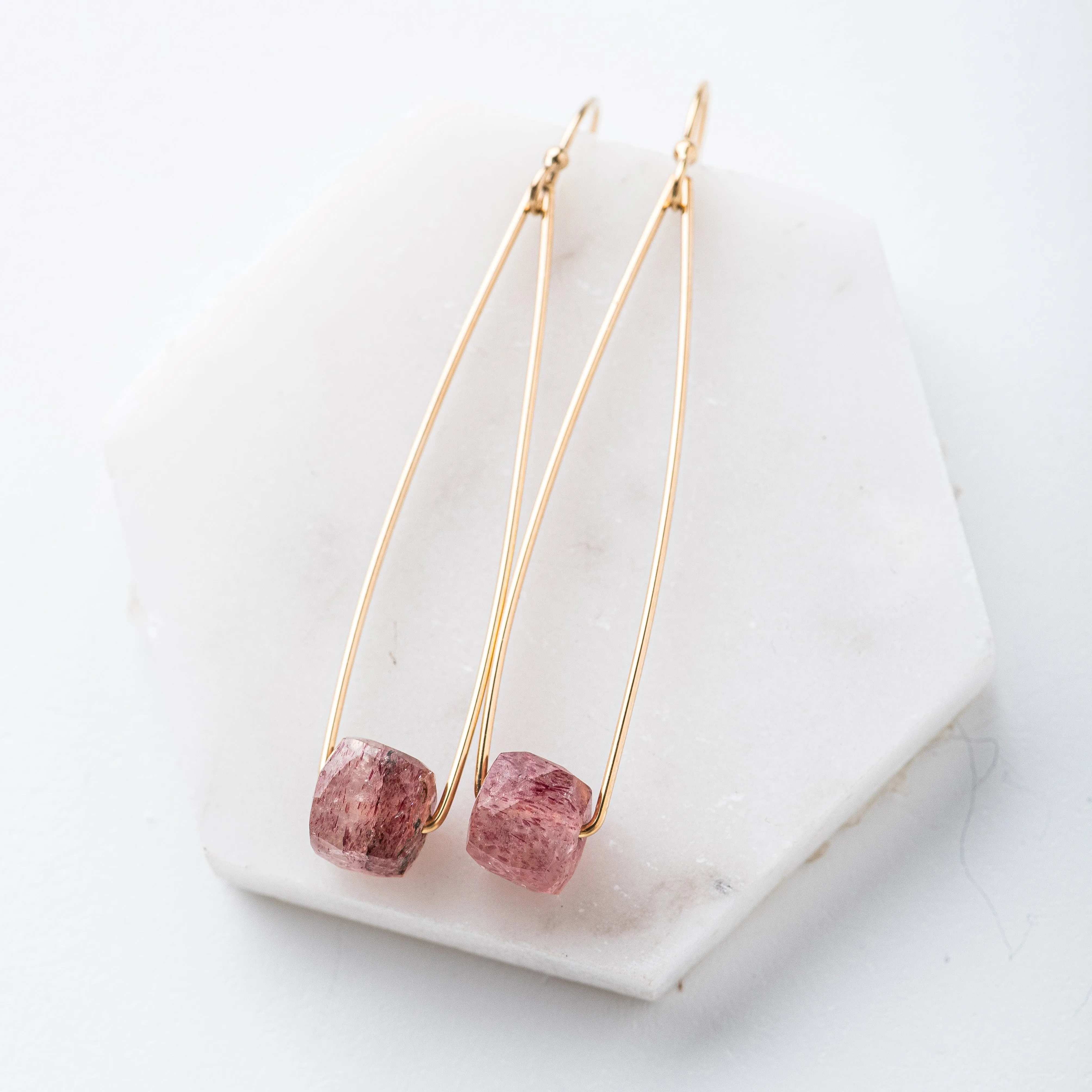 Strawberry Quartz Cubist Earrings