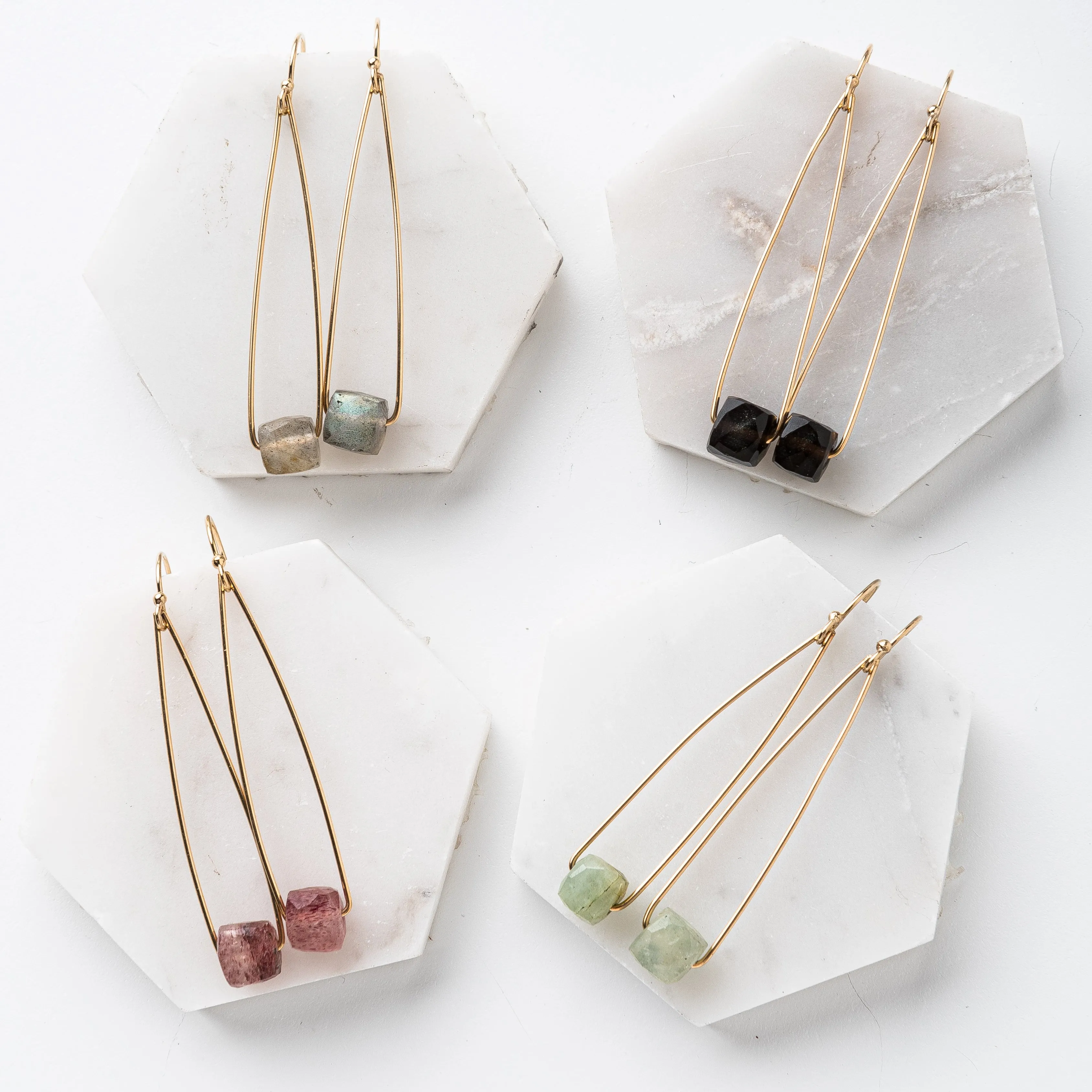 Strawberry Quartz Cubist Earrings