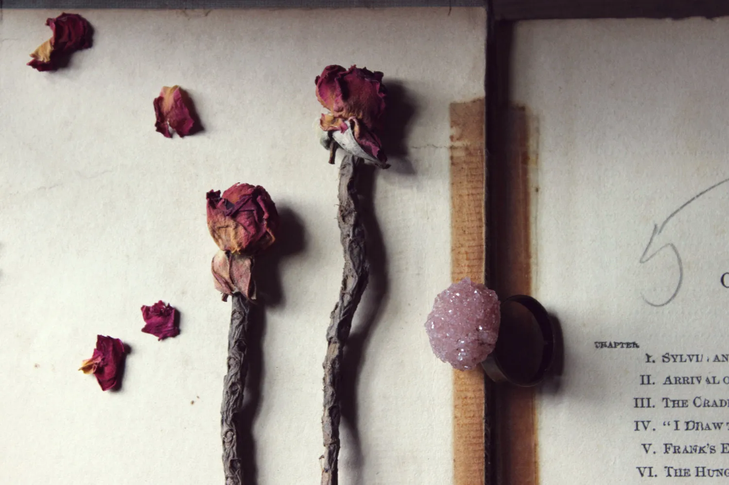 Sugar Rose. Raspberry Amethyst Drusy Crystal Cluster Ring.