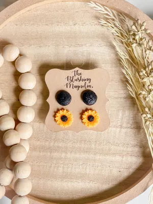 Sunflowers   Black Studs