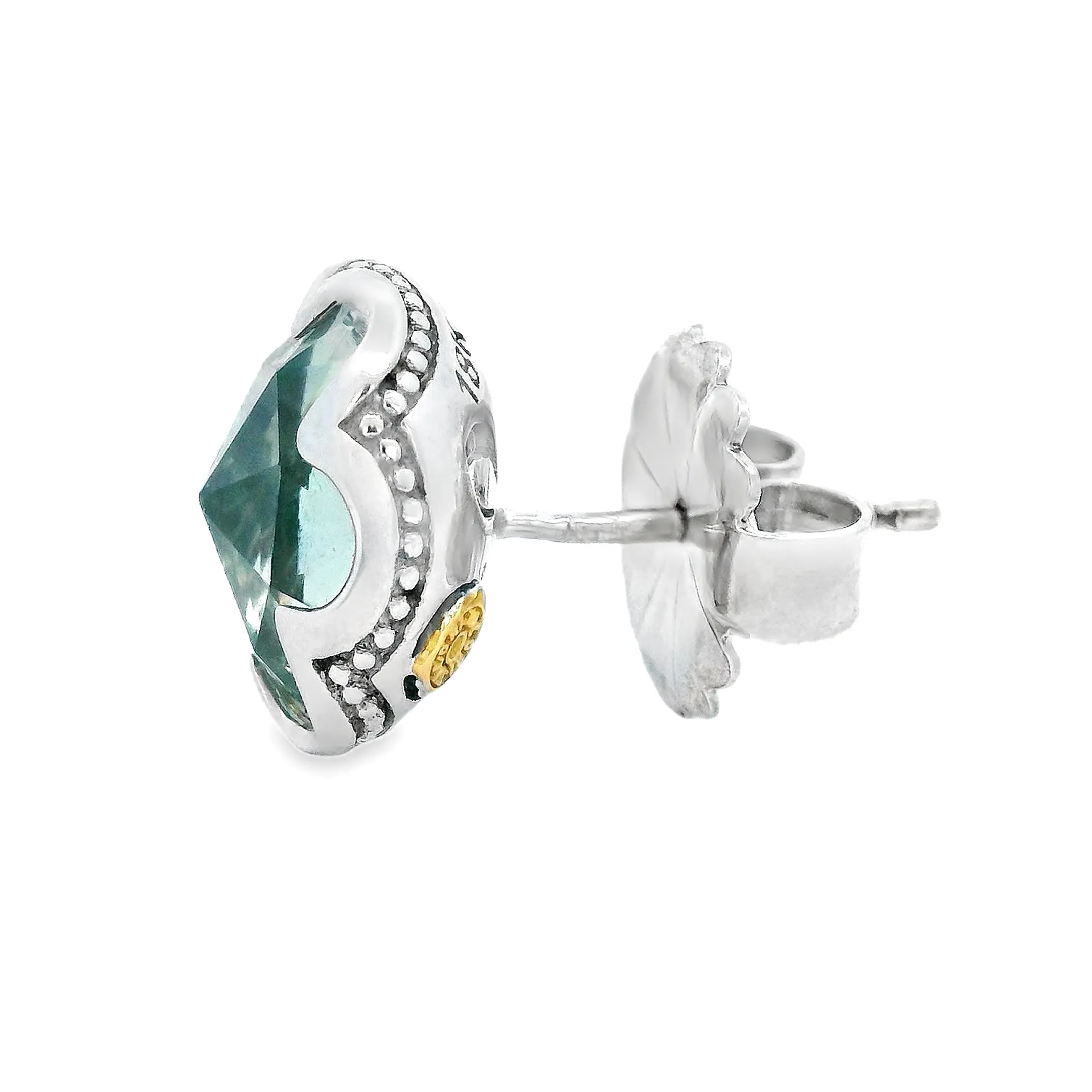 Tacori Sterling Silver & 18k White Gold Prasiolite Earrings
