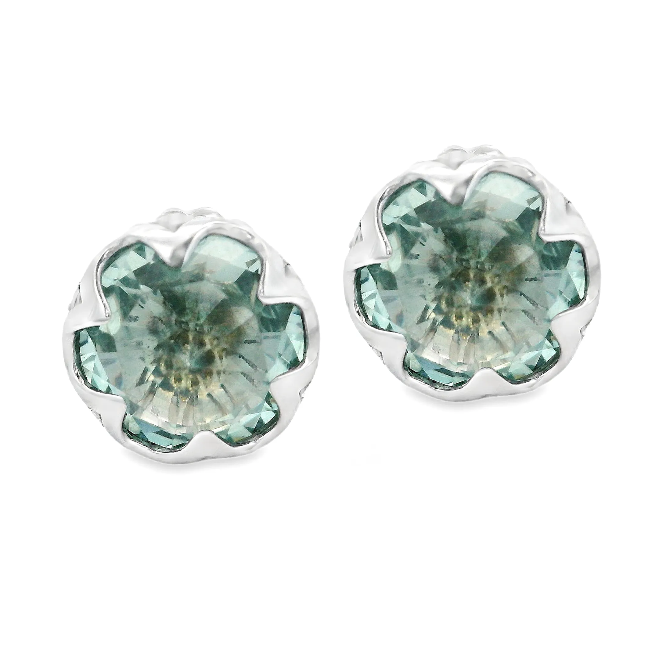 Tacori Sterling Silver & 18k White Gold Prasiolite Earrings