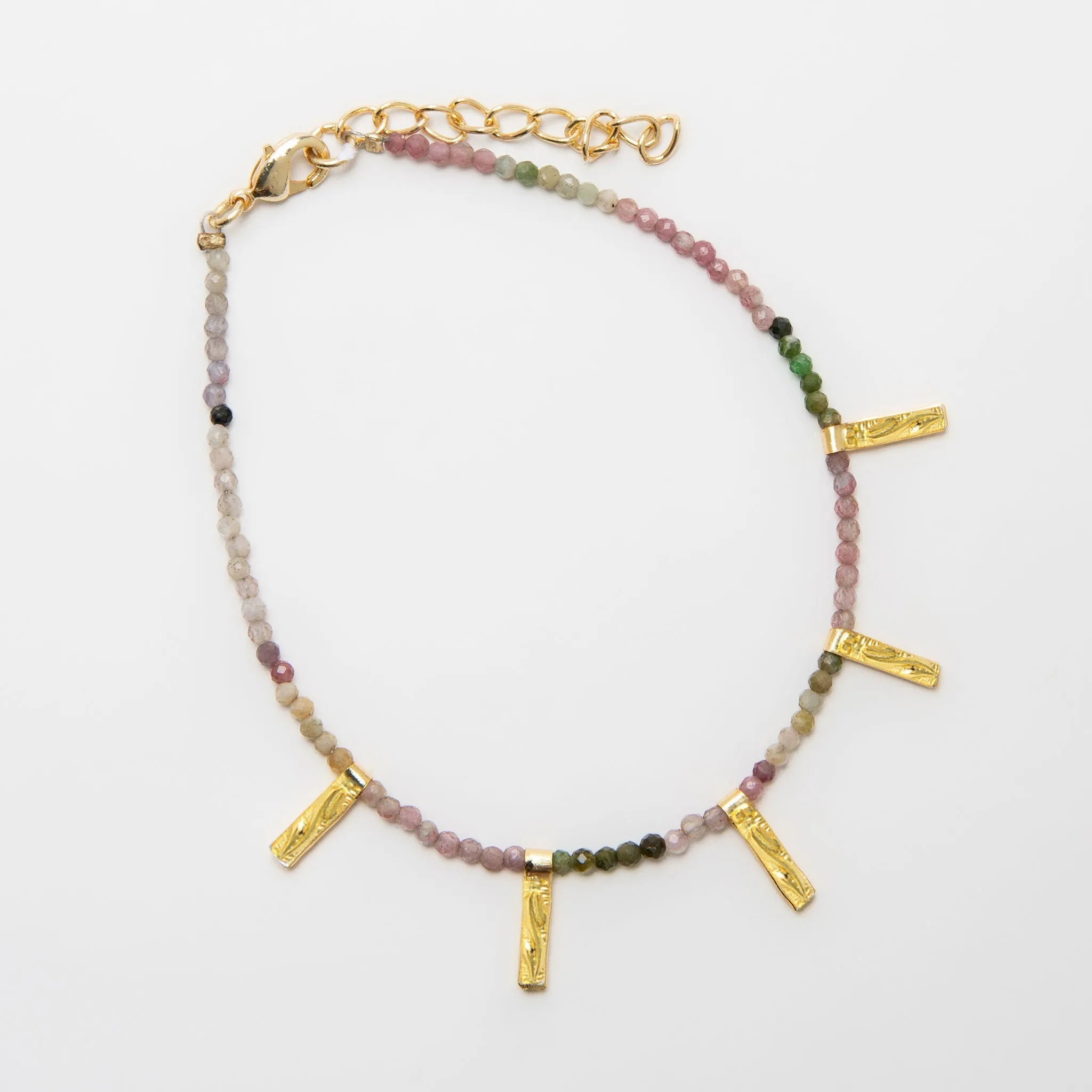 Taissa 18k Gold Genuine Tourmaline Bar Bracelet