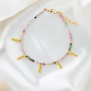 Taissa 18k Gold Genuine Tourmaline Bar Bracelet