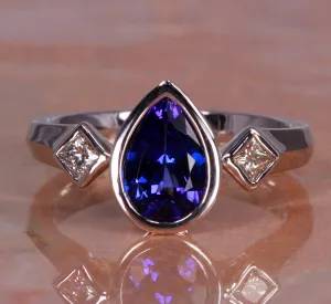 Tanzanite Pear Shape Ring in White Gold by Christopher Michael