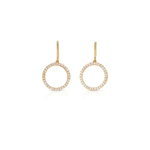 Tara Mikolay Yellow Gold Open Circle Diamond Earrings