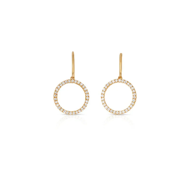 Tara Mikolay Yellow Gold Open Circle Diamond Earrings