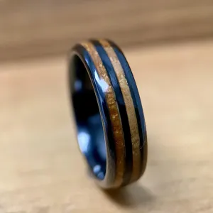 “The Blue Grass Mini” 6mm Kentucky Straight Bourbon Whiskey Barrel Black Ceramic Ring