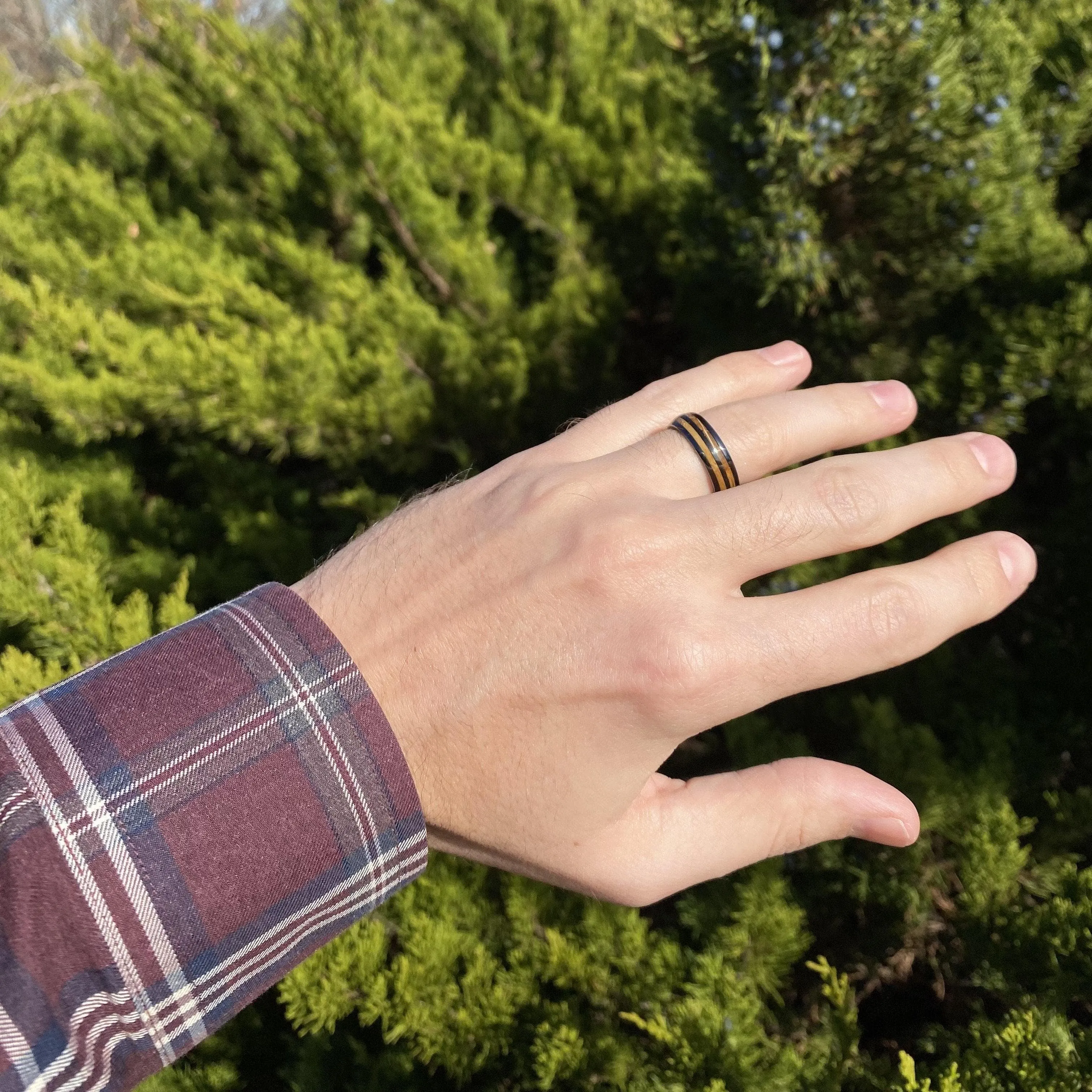 “The Blue Grass Mini” 6mm Kentucky Straight Bourbon Whiskey Barrel Black Ceramic Ring