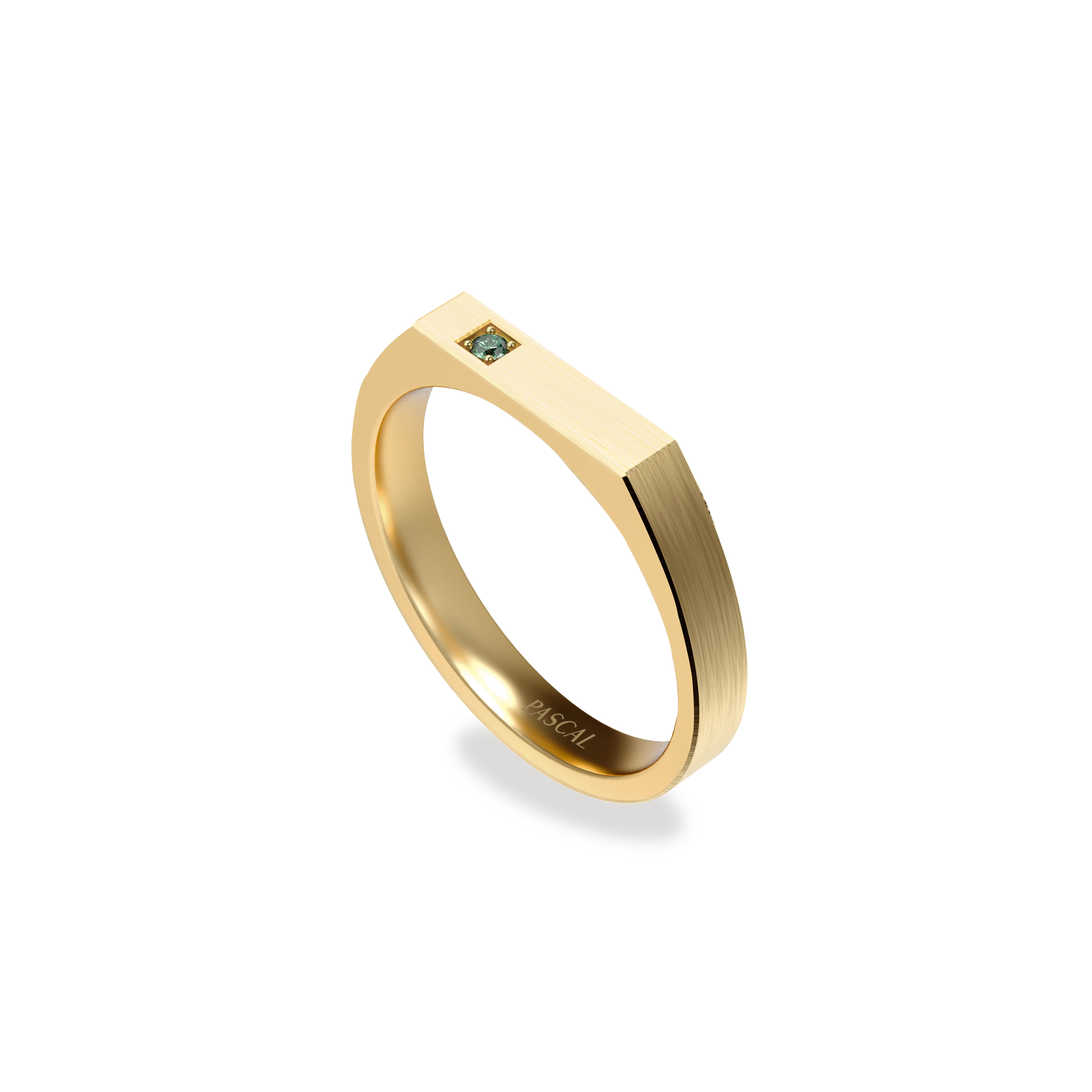 Thin Geo Gemstone Signet Ring