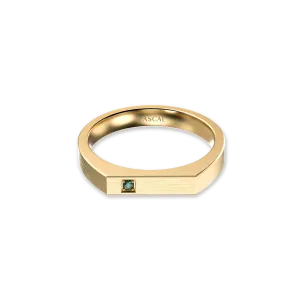 Thin Geo Gemstone Signet Ring