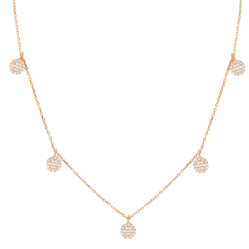 TINY DISC DANGLE NECKLACE, ROSE GOLD