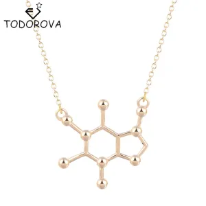 Todorova Gothic Minimalist Caffeine Necklace Gold Silver Molecule Pendant Chemistry Charm Anniversary Graduation Bridesmaid Gift