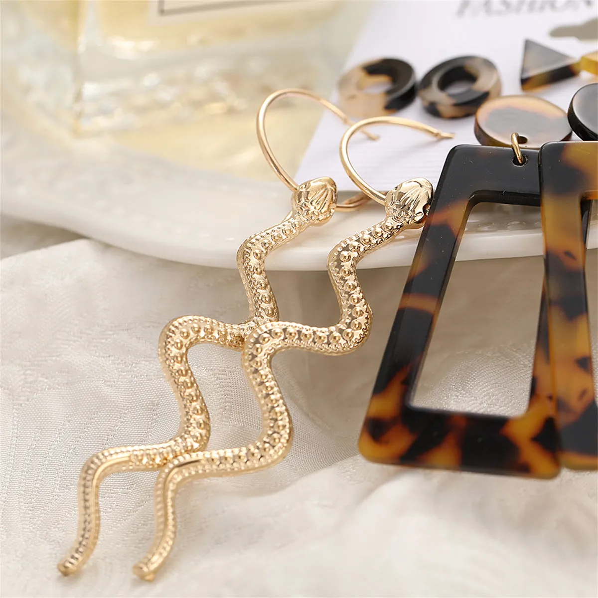Tortoiseshell & 18K Gold-Plated Snake Earrings Set
