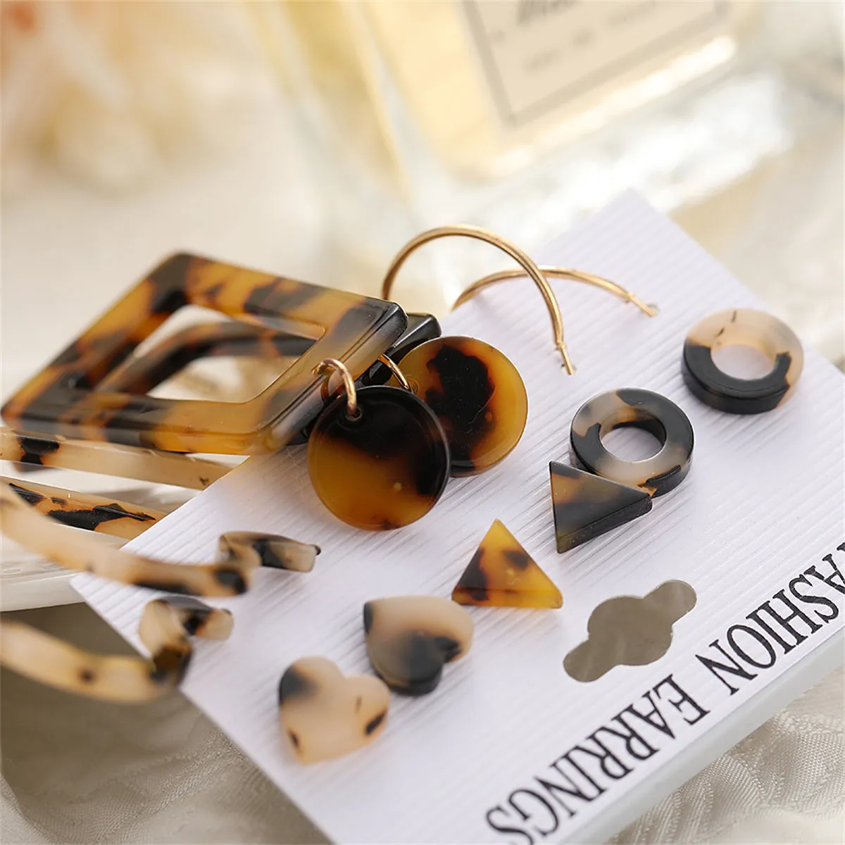 Tortoiseshell & 18K Gold-Plated Snake Earrings Set