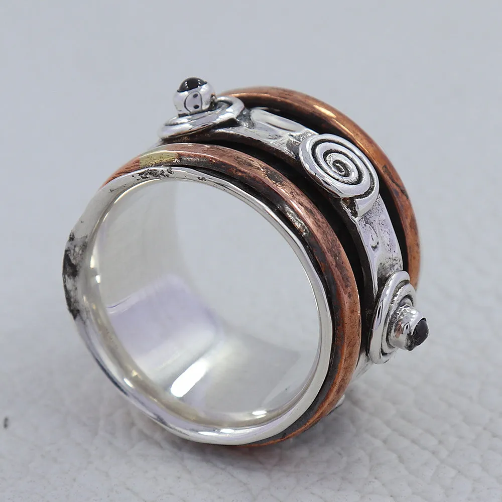 Tourmaline Spinner Eternity Two Tone Band Ring