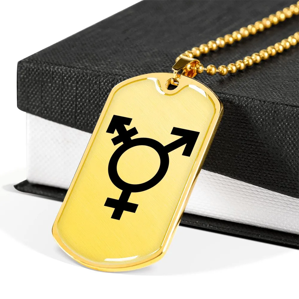 Transgender Emblem Dog Tag Necklace