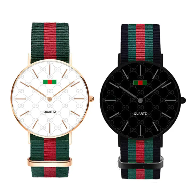 Trendy British Style Canvas Couple Watches (Slim Design)