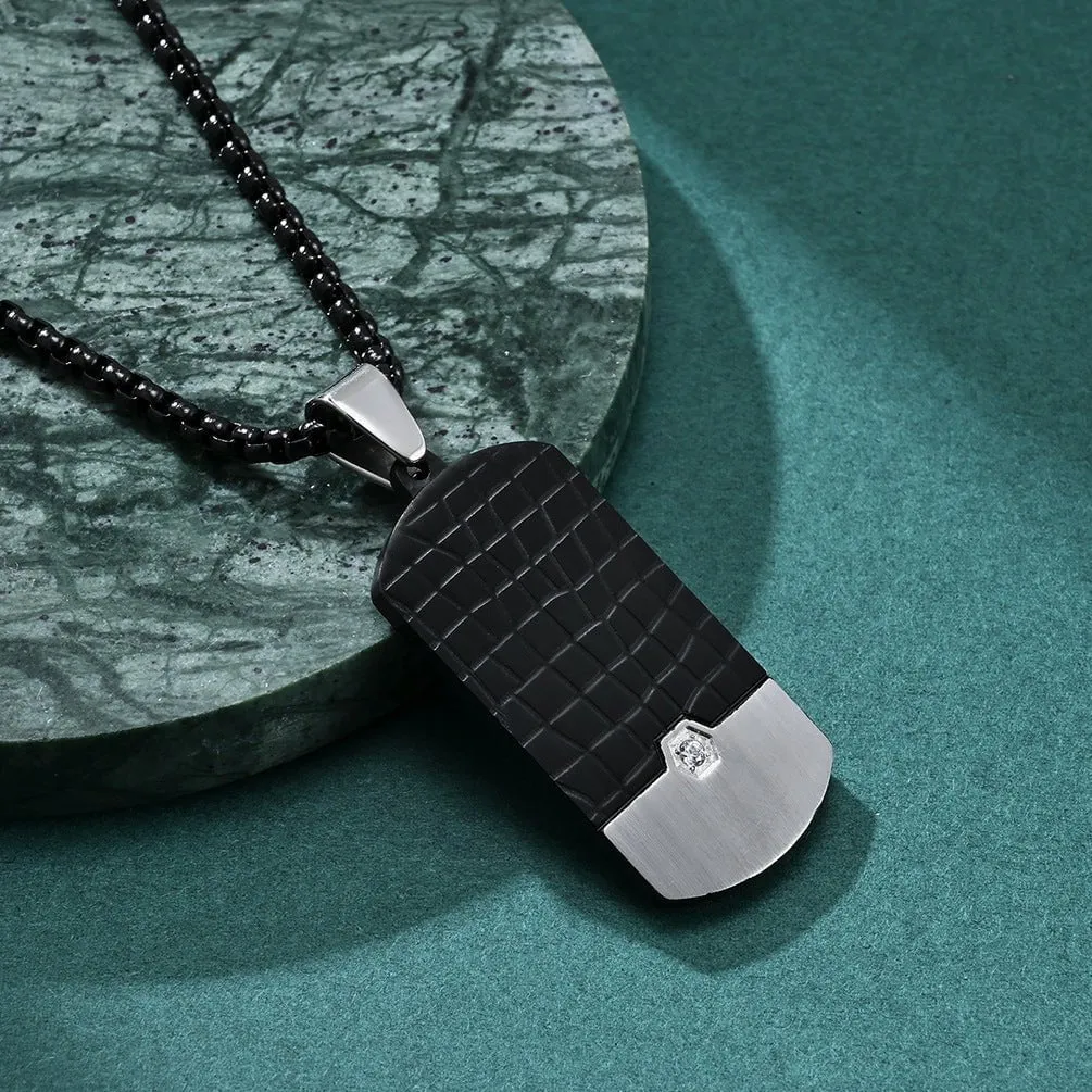 Trendy Minimalist Stamped Stone Pendant  Perfect for Men