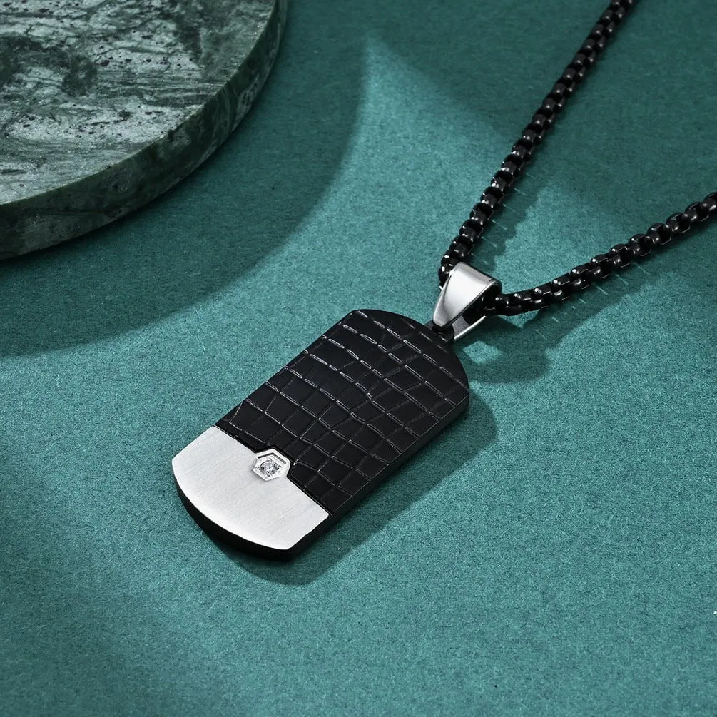 Trendy Minimalist Stamped Stone Pendant  Perfect for Men
