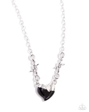 Trendy Tribute - Black - Half-Painted Heart Paparazzi Short Necklace
