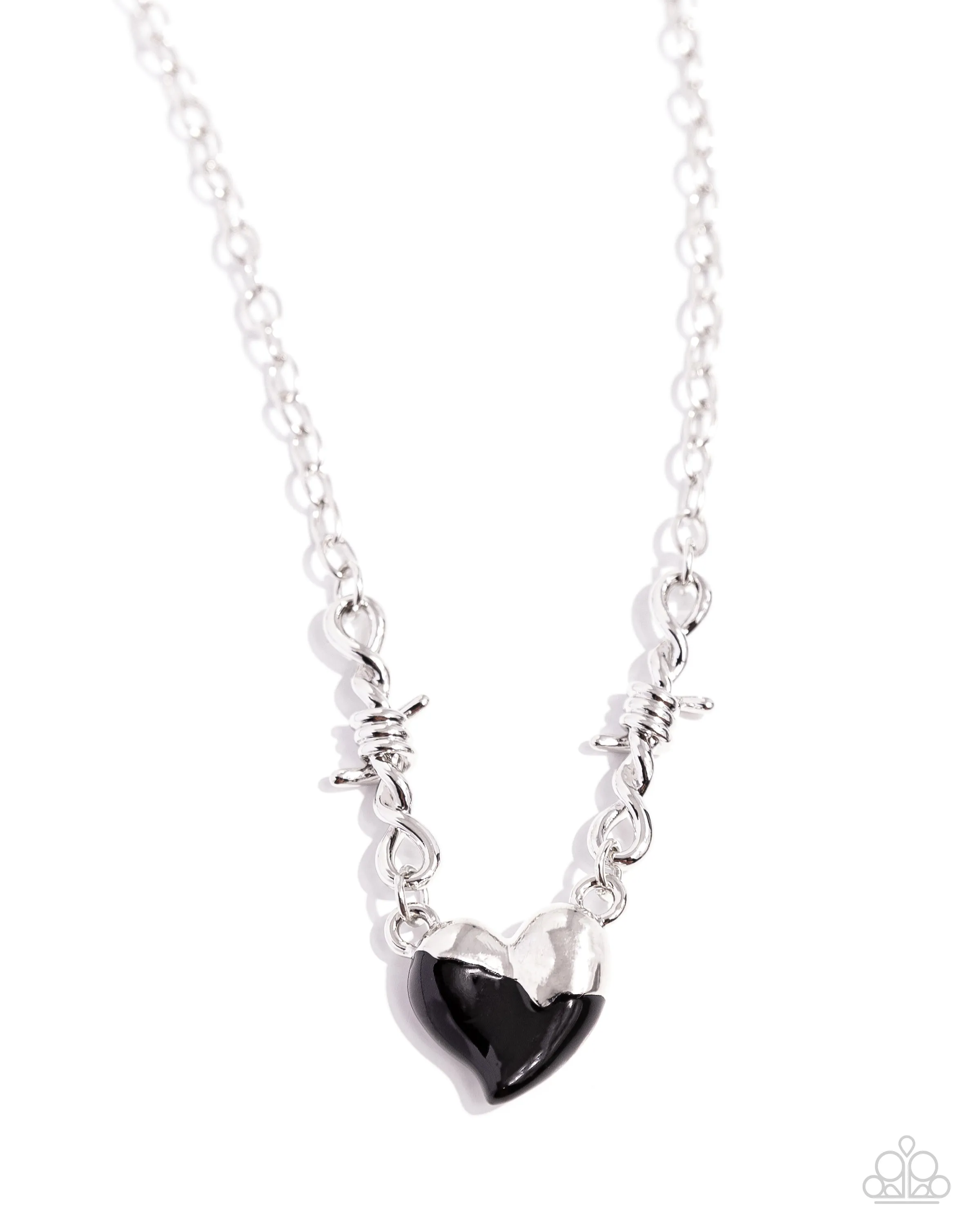 Trendy Tribute - Black - Half-Painted Heart Paparazzi Short Necklace