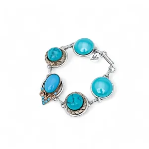 Turquoise Blues Vintage Cluster Bracelet
