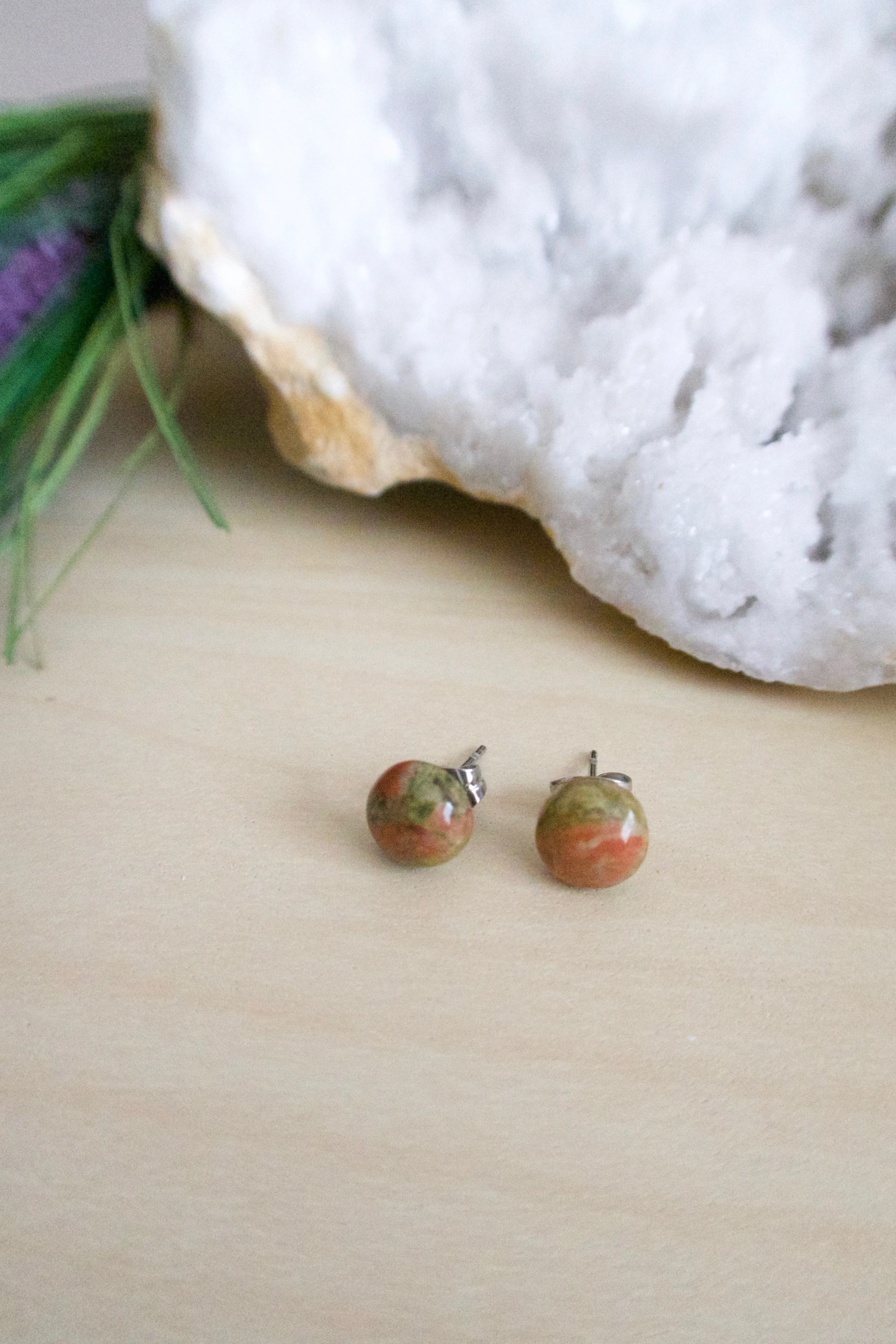 Unakite Earrings on Surgical Steel posts