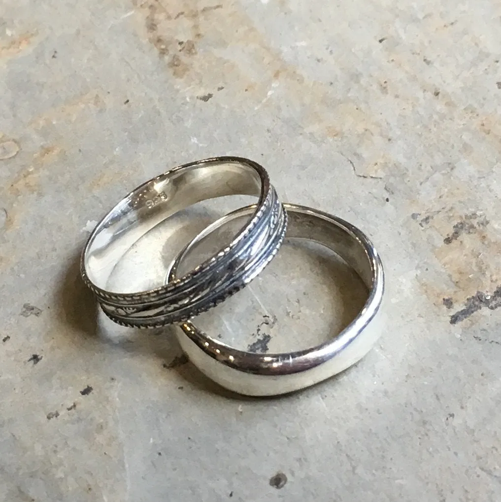 Unisex Wedding ring, stacking ring, boho ring, silver ring, organic ring, hippie ring, unique wedding band, simple - All for love R2374