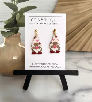 **Valentine Pink Heart Gnome Earrings
