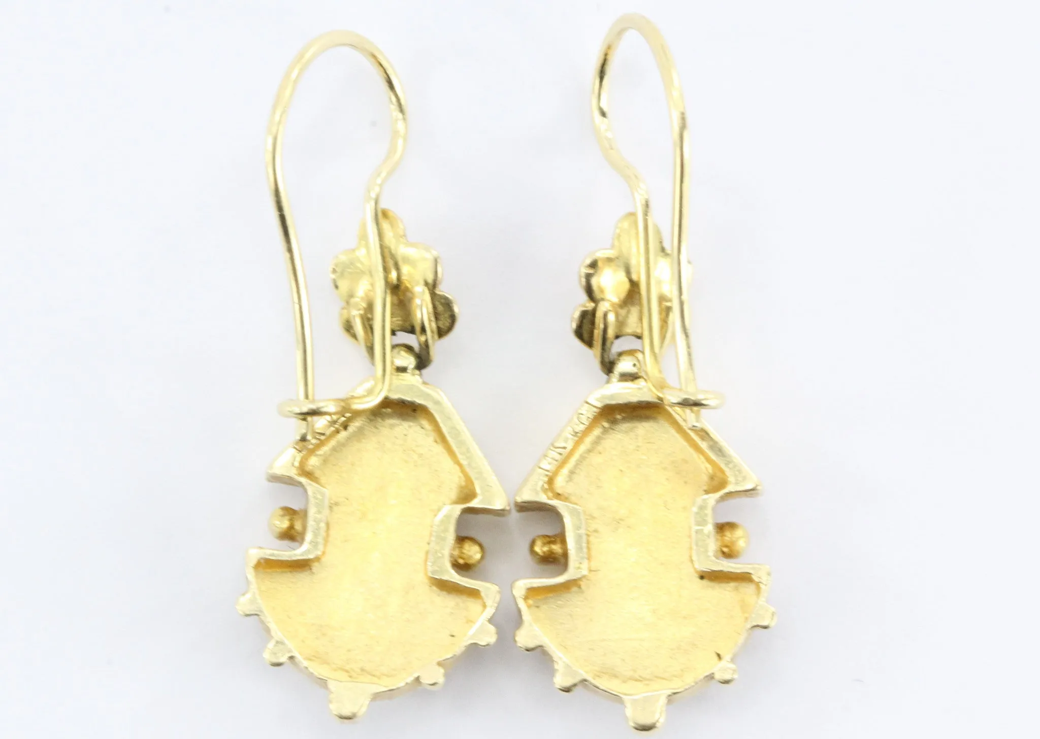 Victorian Style 14K Gold Seed Pearl Dangle Earrings