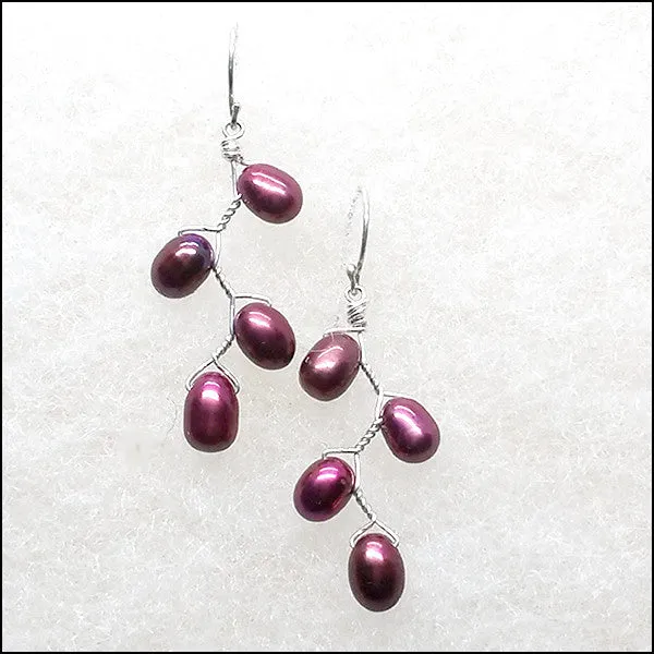 Vines Earrings Red Pearl
