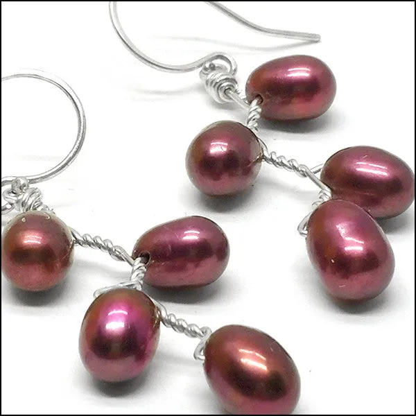Vines Earrings Red Pearl