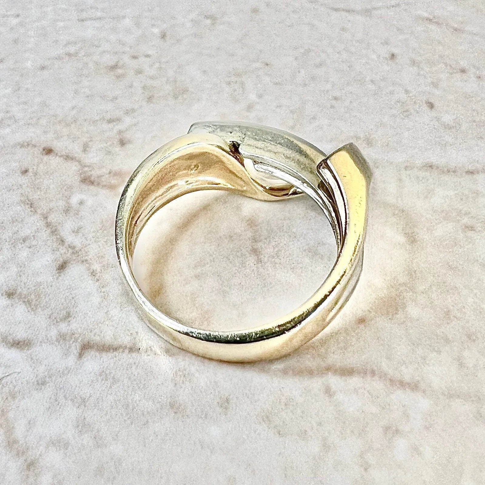 Vintage 14 Karat Two-Tone Gold Diamond Crossover Band Ring