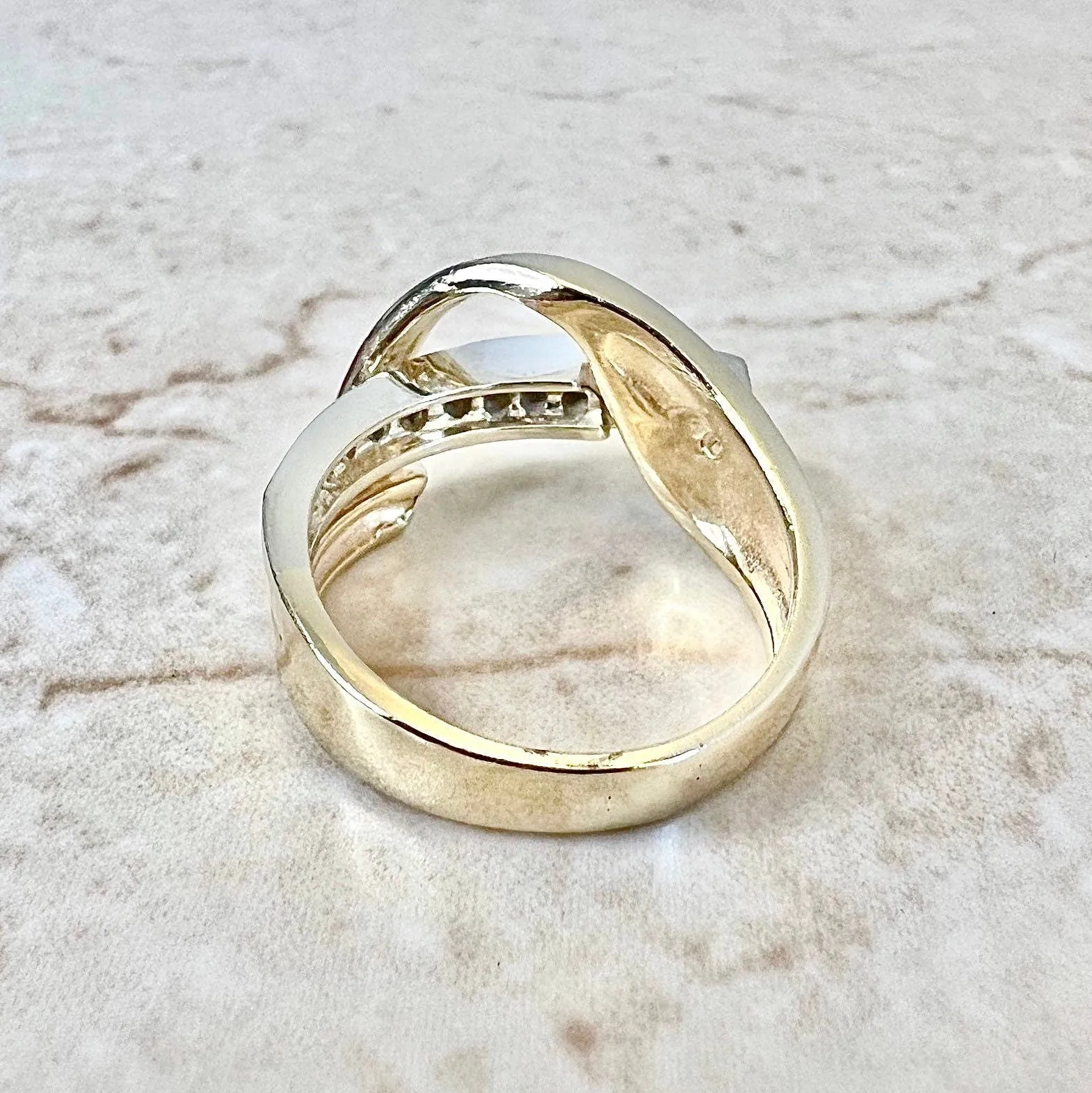 Vintage 14 Karat Two-Tone Gold Diamond Crossover Band Ring